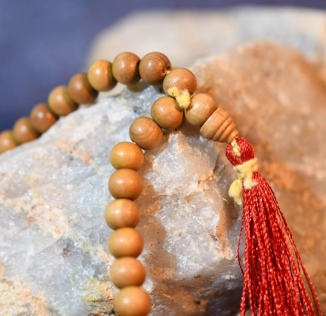 India Wooden Handmade Tulsi Japa Mala Prayer 108 Beads for Pooja & Wearing Daily